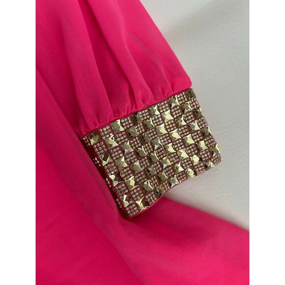 Jodi Kristopher hot pink one shoulder mini dress size‎ small Barbiecore romantic - Picture 6 of 9